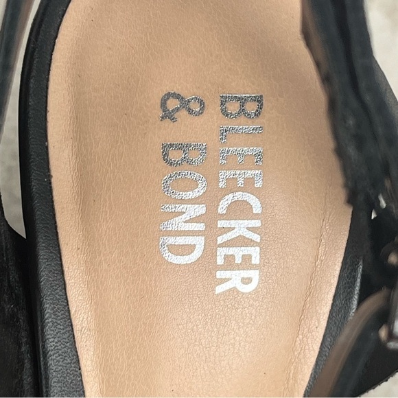 BLEECKER & BOND Sienna Leather Heels Black Size 7.5 Stacked Heel - Picture 2 of 16